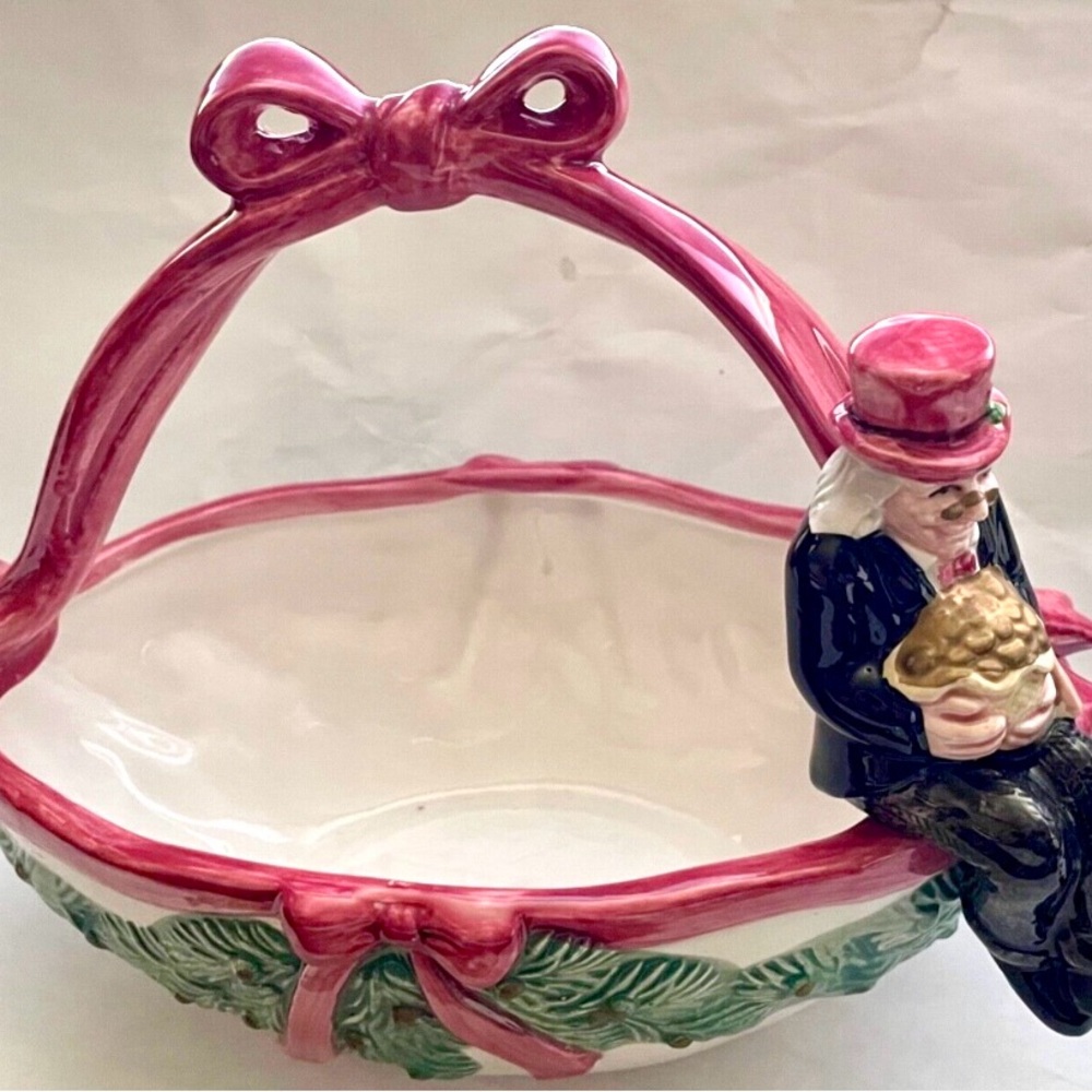 Fitz & Floyd Christmas Carol Scrooge Candy Tidbit Dish Hand Painted 1993 VTG